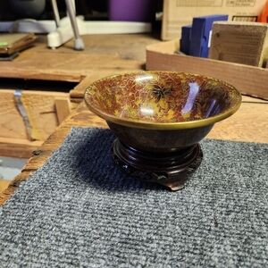 Decorative Floral Cloisonne Bowl with Stand.